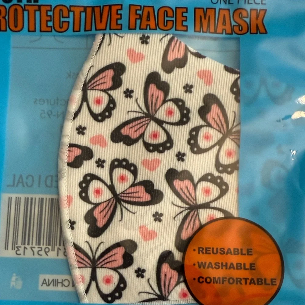 Youth Butterfly Face Mask - Pink and Black